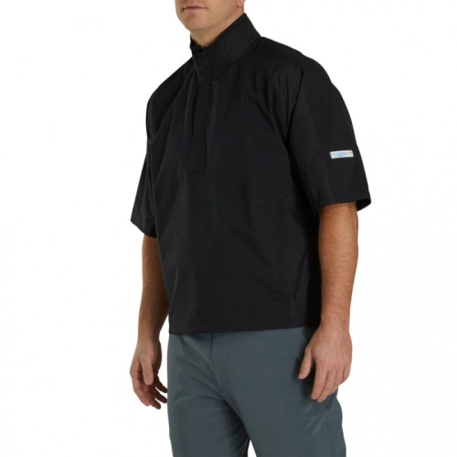 Black Men's Footjoy HydroLite Short Sleeve Shirts | US-74620PL