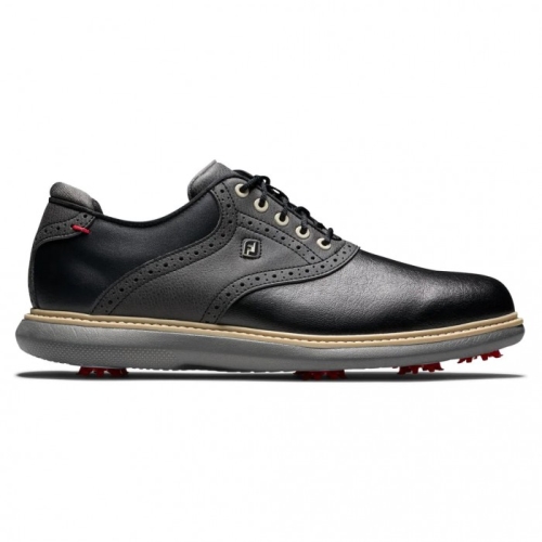 Black Men's Footjoy Traditions Spiked Golf Shoes | US-56914RO