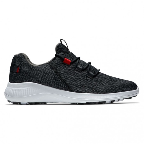 Black / Red Men's Footjoy Flex Coastal Spikeless Golf Shoes | US-38097XN