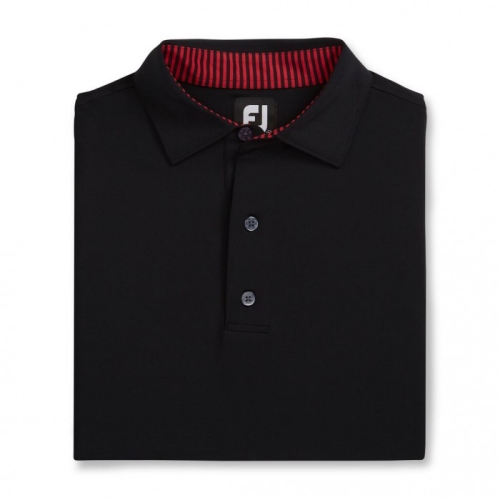 Black / Red Men's Footjoy Solid Lisle Self Collar Shirts | US-82190WN