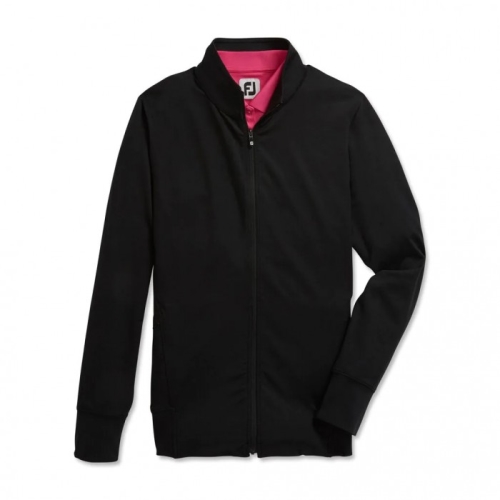 Black Women's Footjoy Full-Zip Panel Pocket Mid Layer Jacket | US-35190VT