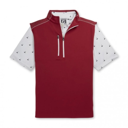 Crimson Men's Footjoy Half-Zip Heather Blocked Vest | US-20837XH