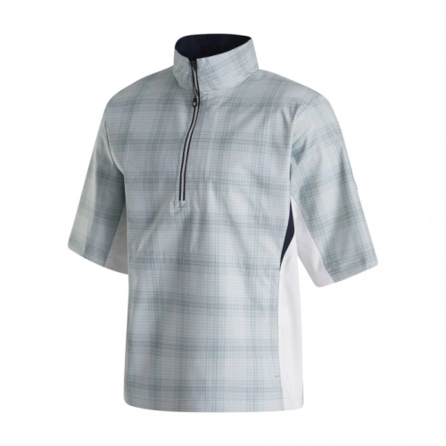 Grey Check / White Men's Footjoy HydroLite Short Sleeve Shirts | US-80647QK