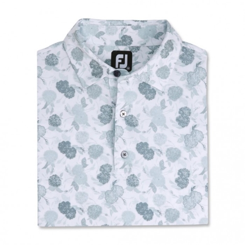 Grey Men's Footjoy Vintage Floral Print Lisle Self Collar Shirts | US-90162KB
