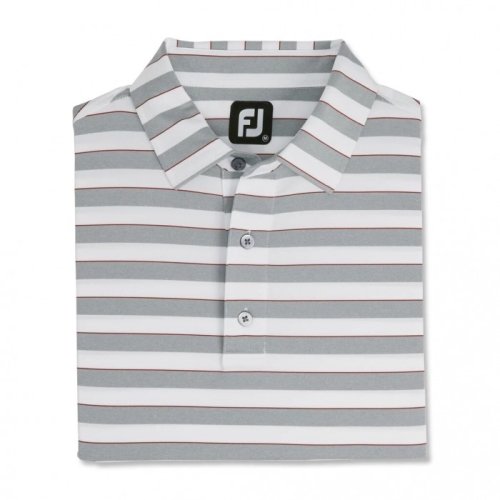 Heather Grey / White / Merlot Men's Footjoy Regency Stripe Lisle Self Collar Shirts | US-35698AH