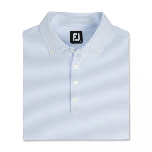 Heather Sky / White Men's Footjoy Feeder Stripe Lisle Buttondown Collar Shirts | US-63579FE