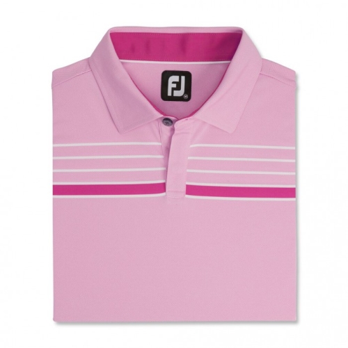 Hot Pink / White Men's Footjoy Checker Jacquard Chest Stripe Self Collar Shirts | US-82964BQ