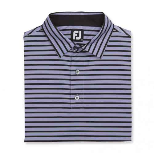 Lavender / Black Men's Footjoy Lisle 2-Color Stripe Self Collar Shirts | US-89251UH