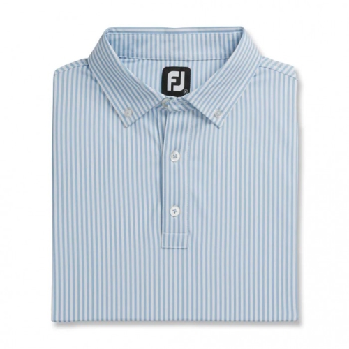 Light Blue / White Men's Footjoy Limited Edition Lisle Stripe Self Collar Shirts | US-26398RJ