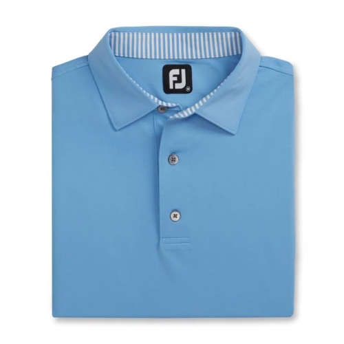 Light Blue / White Men's Footjoy Solid Lisle Self Collar Shirts | US-65137MP