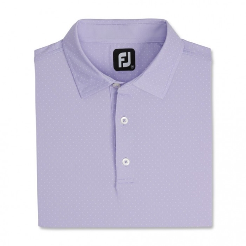 Lilac / White Men's Footjoy Stretch Lisle Dot Print Self Collar Shirts | US-92601LG