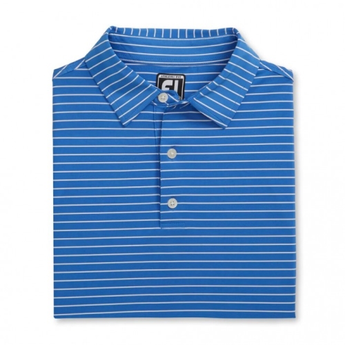 Marine / White Men's Footjoy Athletic Fit Classic Stripe Self Collar Shirts | US-34720RH