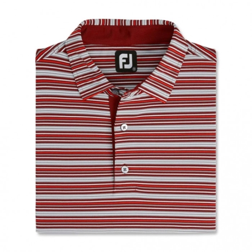 Merlot / Grey / White / Chili Men's Footjoy Multi-Stripe Stretch Pique Self Collar Shirts | US-98175