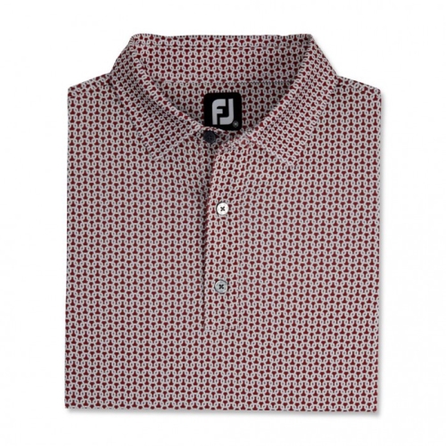 Merlot / White / Grey Men's Footjoy Loop Print Lisle Self Collar Shirts | US-38197LI