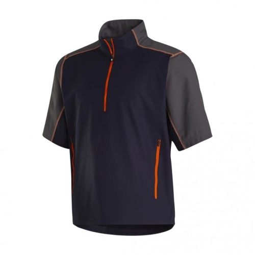 Navy / Charcoal / Orange Men's Footjoy Short Sleeve Sport Windshirt | US-27605MS