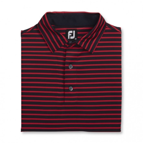 Navy / Red Men's Footjoy Lisle 2-Color Stripe Self Collar Shirts | US-03794XQ
