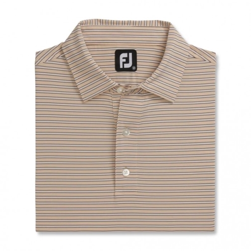Peach / White / Charcoal Men's Footjoy Stretch Lisle Pinstripe Shirts | US-91473GU