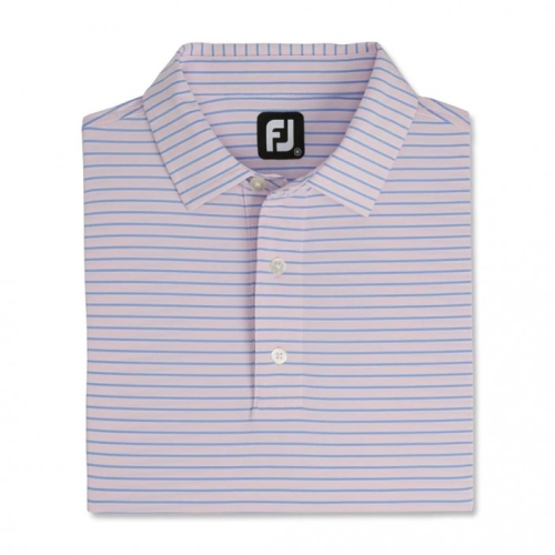 Pink / Blue / White Men's Footjoy Stretch Lisle Pinstripe Shirts | US-58726RH