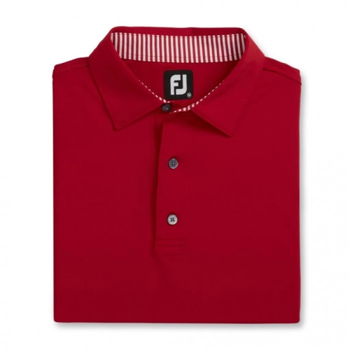 Red / White Men's Footjoy Solid Lisle Self Collar Shirts | US-26038JF