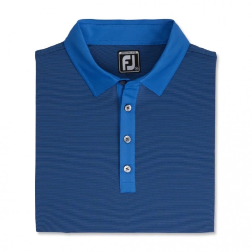 Royal / Navy Men's Footjoy Athletic Fit Lisle End-On-End Self Collar Shirts | US-91560SR