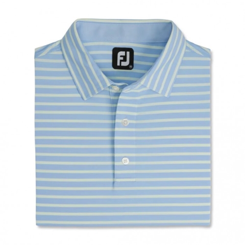 Sky / Mint Men's Footjoy Lisle 2-Color Stripe Self Collar Shirts | US-35107YX