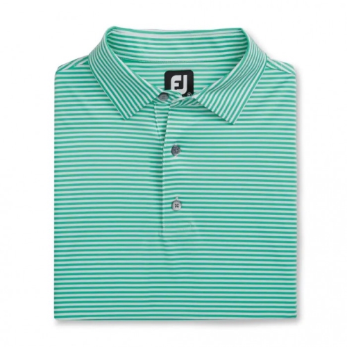 Spearmint / White Men's Footjoy Lisle Feeder Stripe Self Collar Shirts | US-37405OF