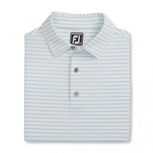 White / Blue Men's Footjoy Athletic Fit Classic Stripe Self Collar Shirts | US-29041QR