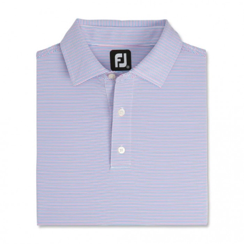 White / French Blue / Hot Pink Men's Footjoy Pin Stripe Lisle Self Collar Shirts | US-25089CX