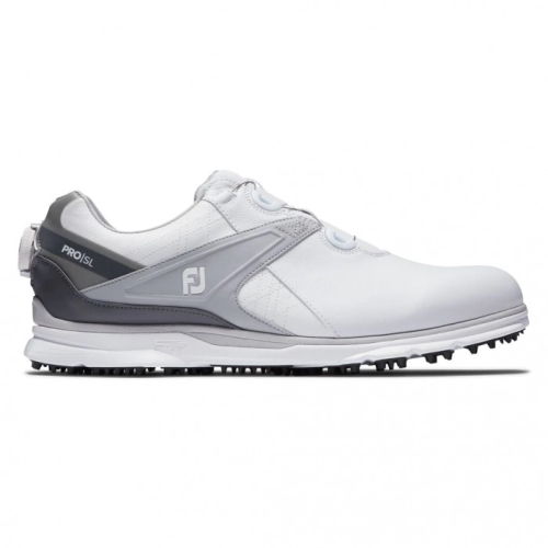 White / Grey Men's Footjoy Pro|SL BOA Spikeless Golf Shoes | US-43512NH