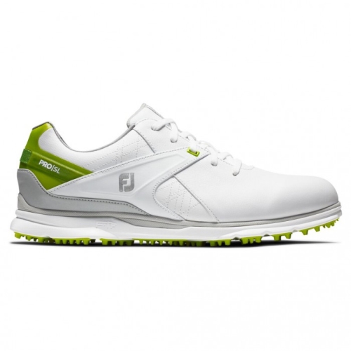 White / Lime Men's Footjoy Pro|SL Spikeless Golf Shoes | US-97836VZ