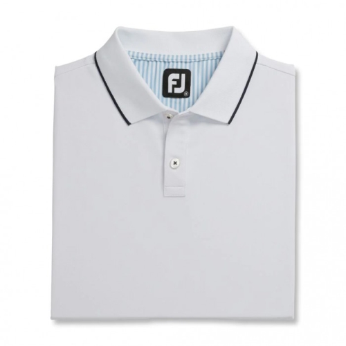 White Men's Footjoy Limited Edition Pique Solid Knit Collar Shirts | US-37529IQ