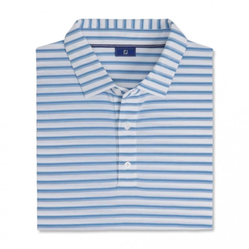 White / Mist / Cornflower Men's Footjoy Jersey Classic Stripe Shirts | US-28913HM