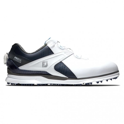 White / Navy Men's Footjoy Pro|SL Carbon BOA Spikeless Golf Shoes | US-06598OX