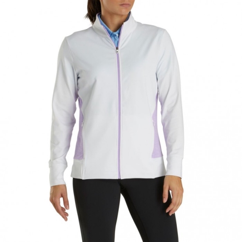 White / Orchid Heather Women's Footjoy Full-Zip Panel Pocket Mid Layer Jacket | US-23068RO