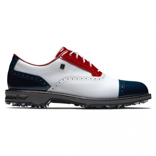 White Pebble / Red Patent / Navy Patent Men's Footjoy Premiere Series - Tarlow Spiked Golf Shoes | U