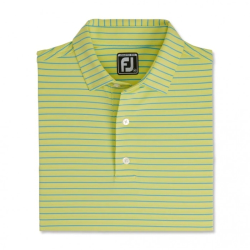 Yellow / Blue Men's Footjoy Athletic Fit Classic Stripe Self Collar Shirts | US-18457AM