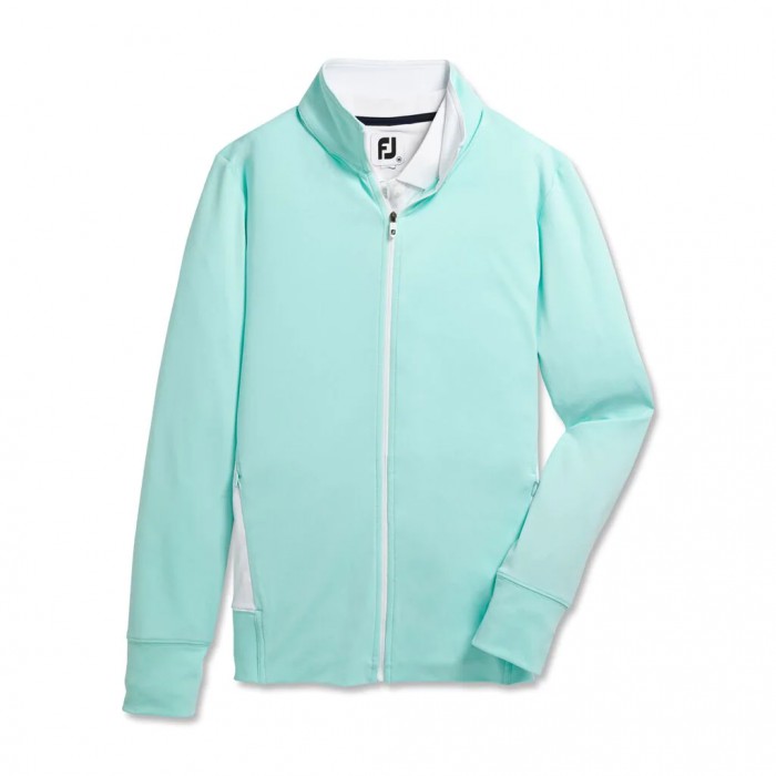 Aquamarine / White Women\'s Footjoy Full-Zip Panel Pocket Mid Layer Jacket | US-38169CK