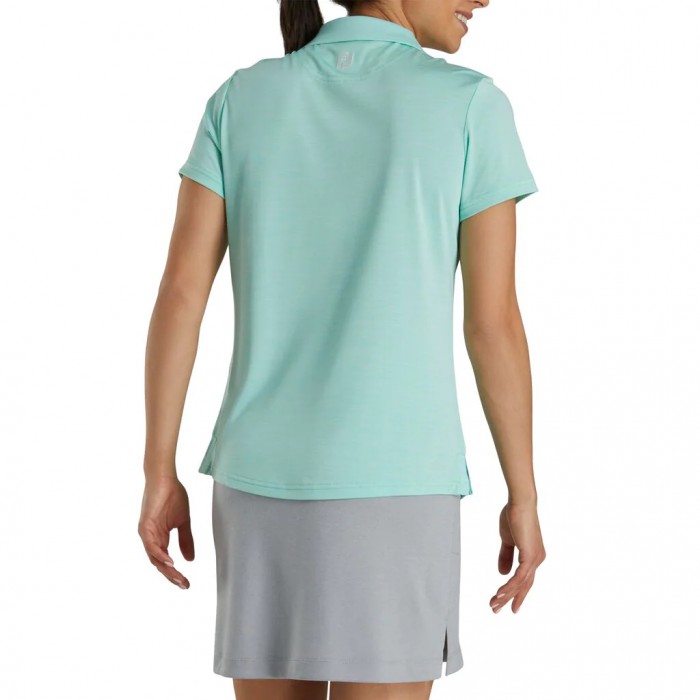 Aquamarine / White Women's Footjoy Open Placket Space Dye Shirts | US-72431AS