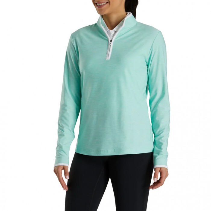 Aquamarine Women's Footjoy Quarter-Zip Space Dye Mid-Layer Jacket | US-81927EU