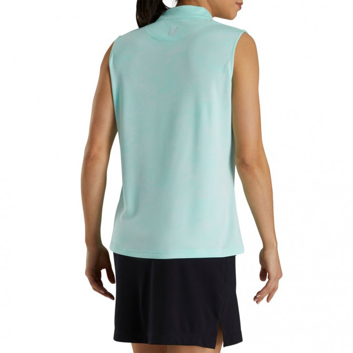Aquamarine Women's Footjoy Sleeveless Jacquard Shirts | US-18530YE