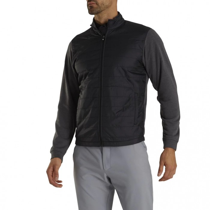 Black / Charcoal Men's Footjoy Full-Zip Hybrid Jacket | US-10947QW