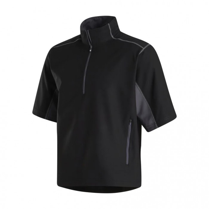 Black / Charcoal Men\'s Footjoy Short Sleeve Sport Windshirt | US-23146AW