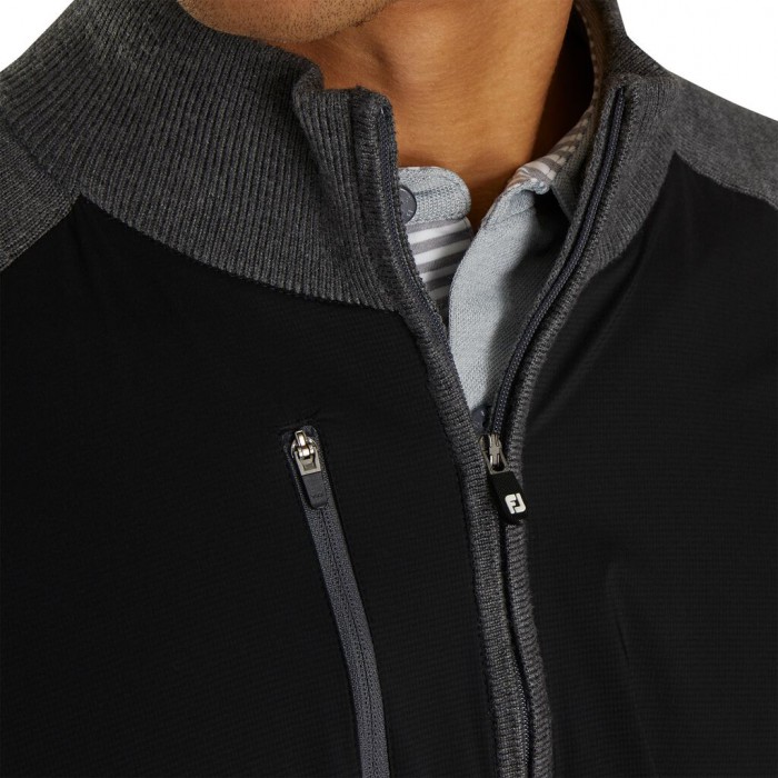 Black / Heather Charcoal Men's Footjoy Tech Sweater Jacket | US-19260EK