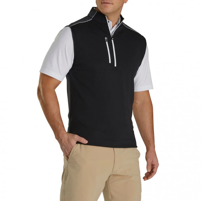 Black Men's Footjoy Half-Zip Heather Blocked Vest | US-85412AW