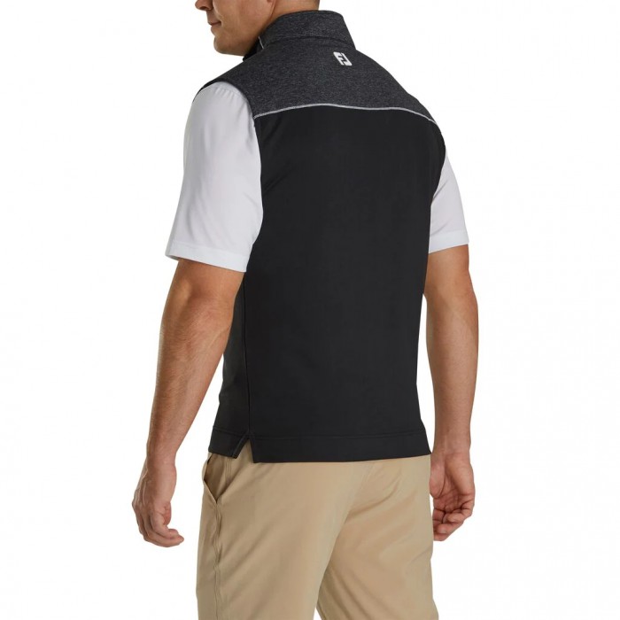 Black Men's Footjoy Half-Zip Heather Blocked Vest | US-85412AW