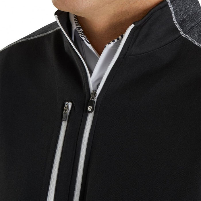 Black Men's Footjoy Half-Zip Heather Blocked Vest | US-85412AW