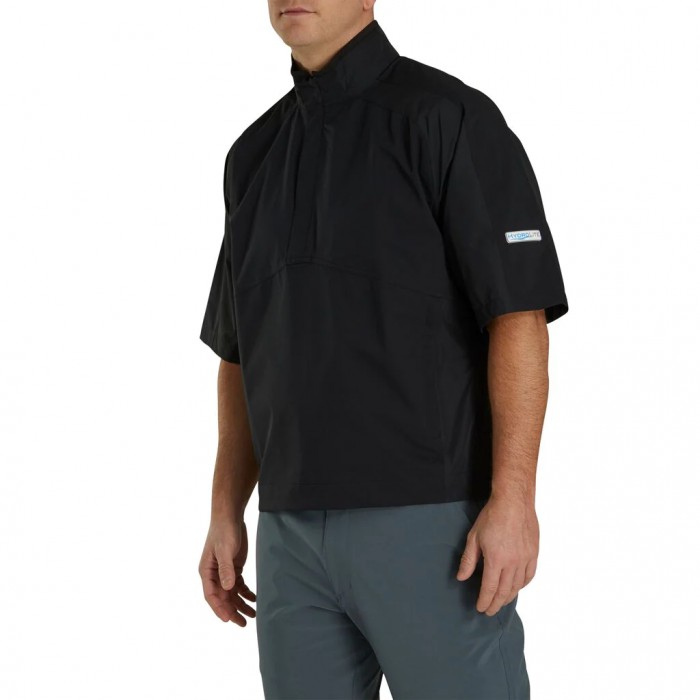 Black Men\'s Footjoy HydroLite Short Sleeve Shirts | US-74620PL