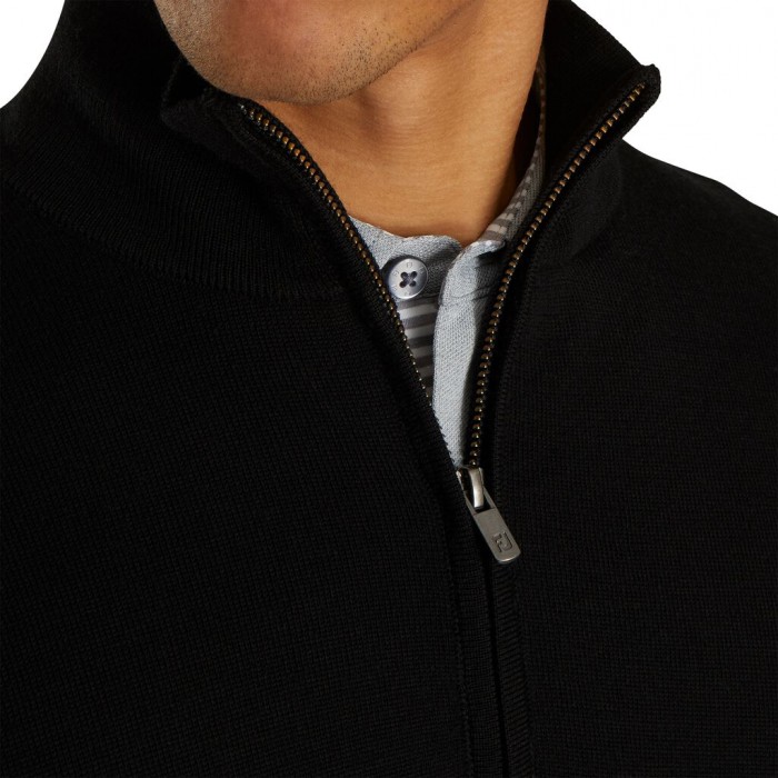 Black Men's Footjoy Lined Performance Sweater Jacket | US-50821GM