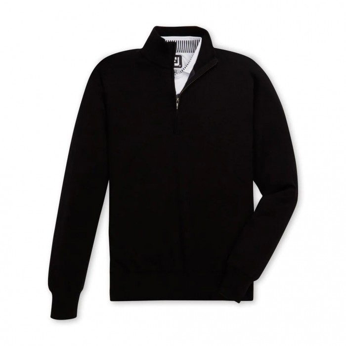 Black Men\'s Footjoy Lined Performance Sweater Jacket | US-50821GM