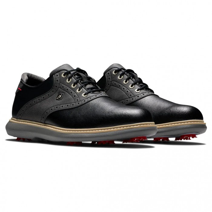 Black Men's Footjoy Traditions Spiked Golf Shoes | US-56914RO